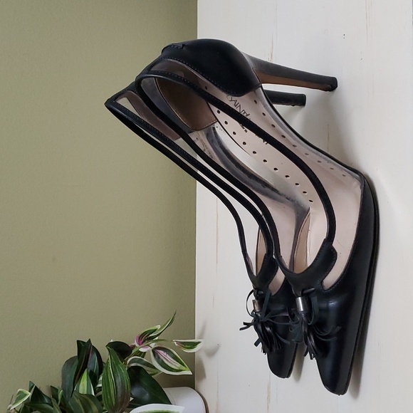 Yves Saint Laurent | Rive Gauche Black Leather Pumps With Tassels Sz 38 - Picture 5 of 13